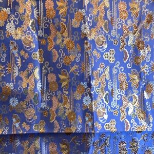 Elegant‎ Blue Brocade Fabric with gold threads silky satin box P 28 x 38